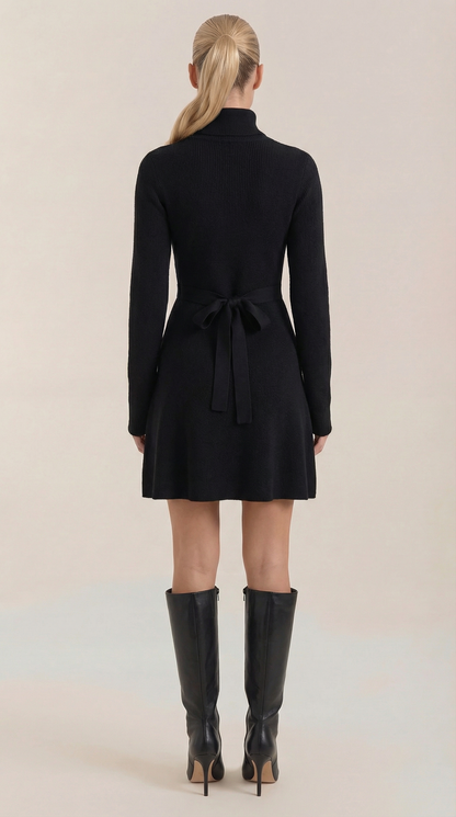 Geneva | Vestido Mini de Punto con Cuello Alto
