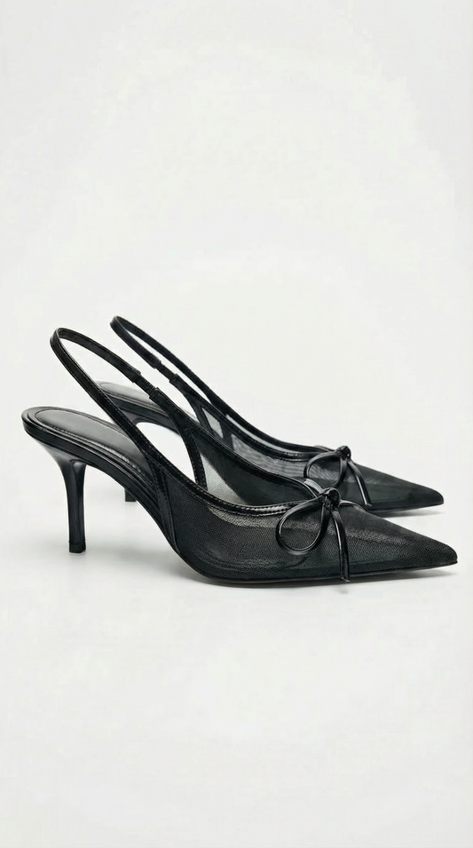 Michelle | Zapatos de Tacón con Tira Trasera y Malla
