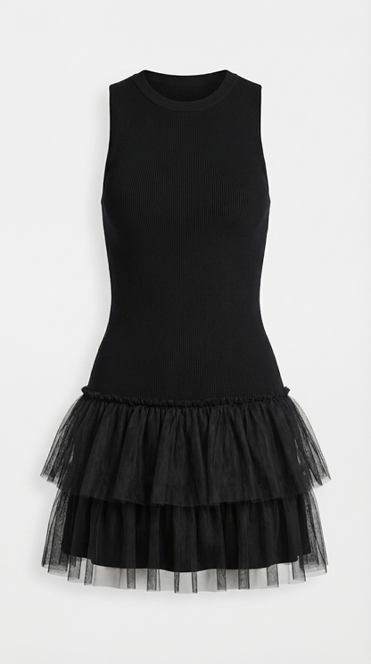 Nadia | Vestido Mini de Tul con Cuello Alto