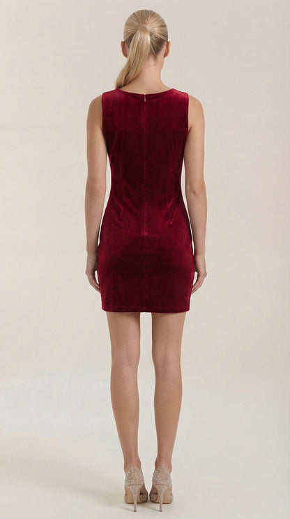 Rachelle | Vestido Corto de Terciopelo con Escote Cuadrado