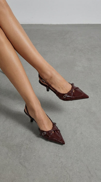 Samantha | Zapatos de Tacón con Tira Trasera y Hebilla