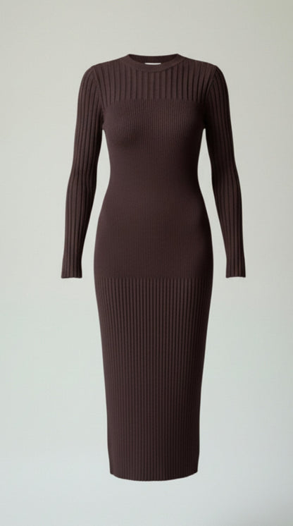 Sheila | Vestido Midi Ajustado de Canalé
