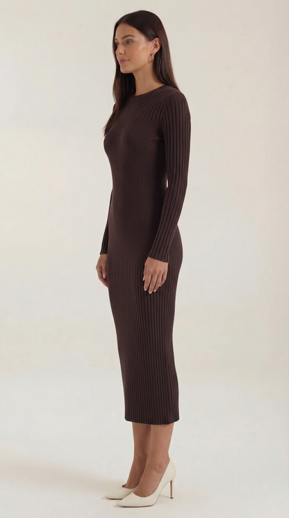Sheila | Vestido Midi Ajustado de Canalé