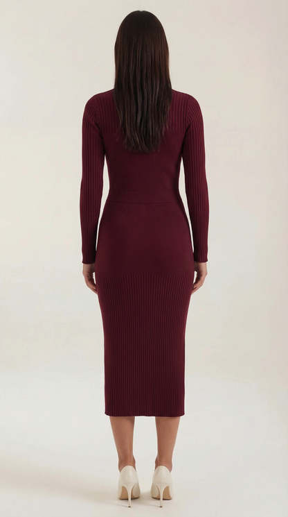Sheila | Vestido Midi Ajustado de Canalé