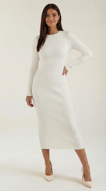Sheila | Vestido Midi Ajustado de Canalé