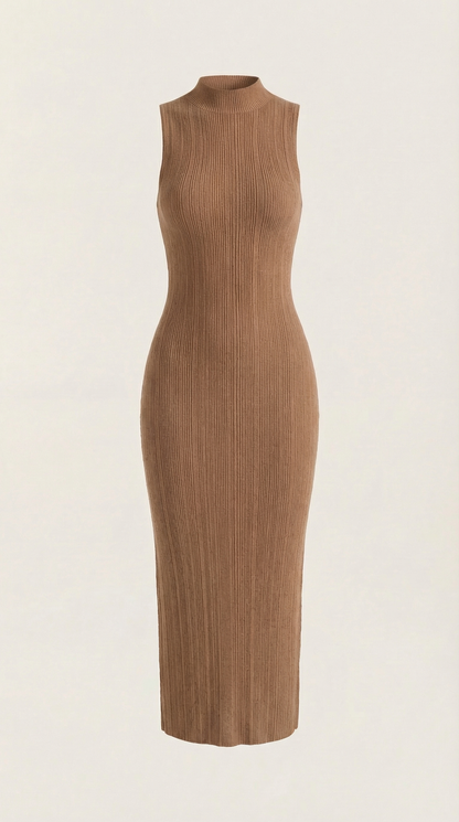 Sonia | Vestido Midi Ajustado de Cuello Alto