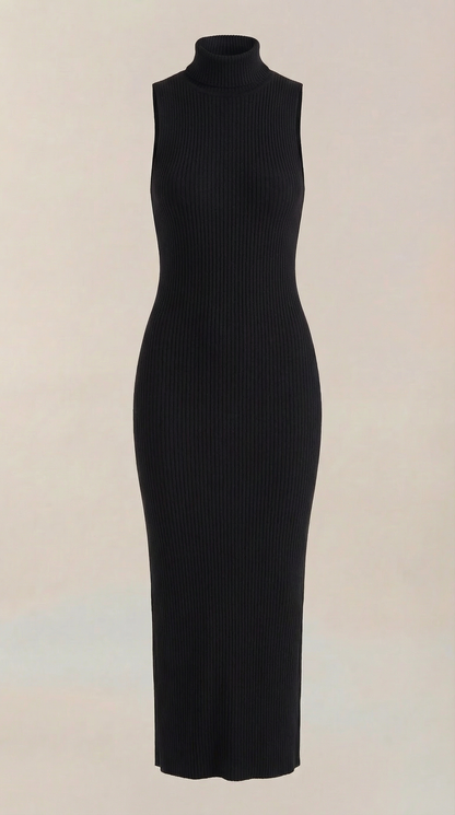 Sonia | Vestido Midi Ajustado de Cuello Alto