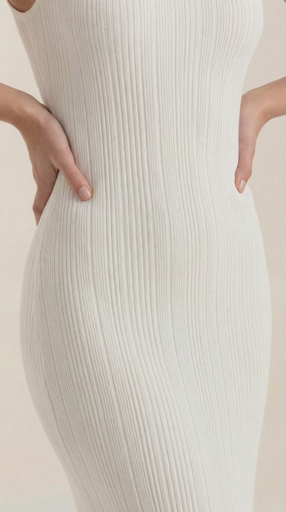 Sonia | Vestido Midi Ajustado de Cuello Alto