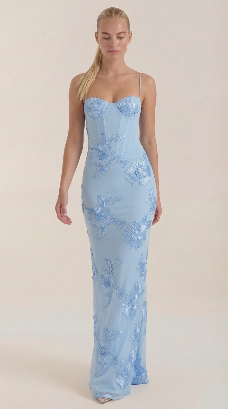 Chantal | Vestido Maxi Floral con Corsé