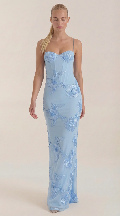 Chantal | Vestido Maxi Floral con Corsé