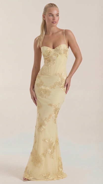Chantal | Vestido Maxi Floral con Corsé