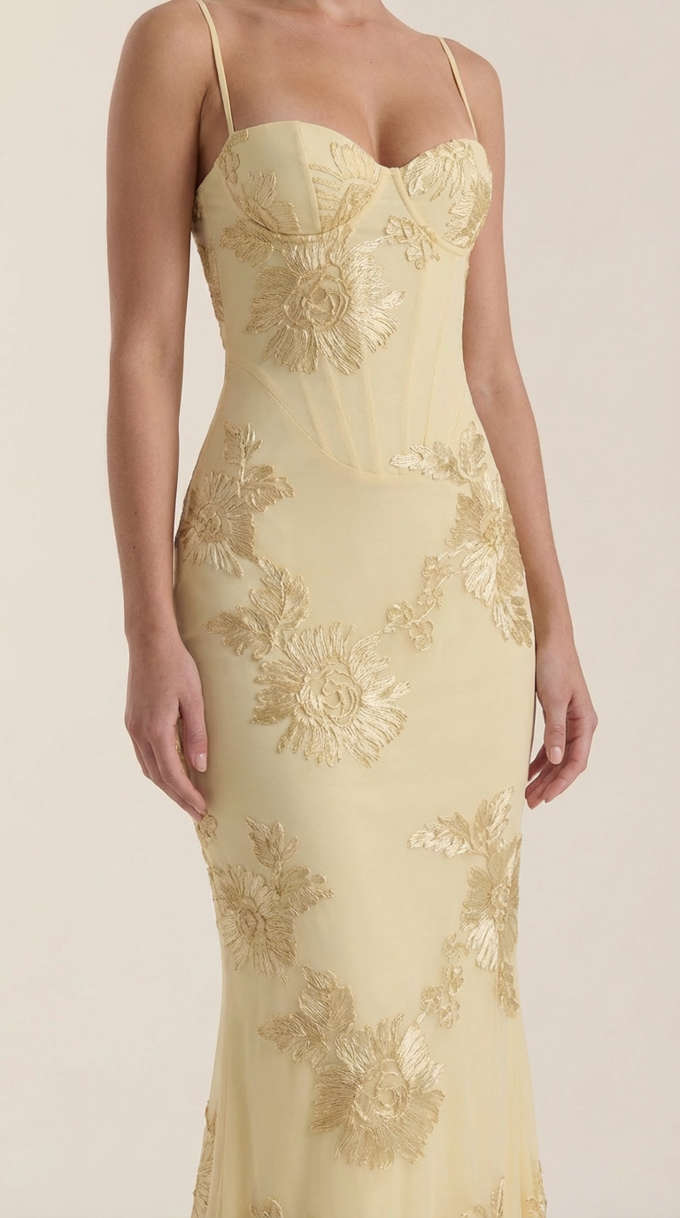 Chantal | Vestido Maxi Floral con Corsé