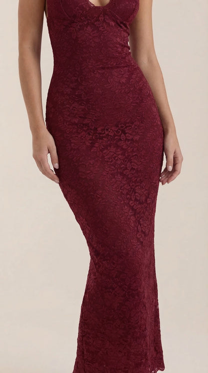 Roxanne | Vestido Largo de Encaje con Escote Halter