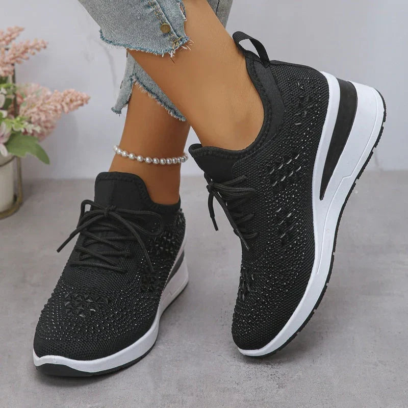 Rina | Zapatillas Transpirables Adornadas con Strass