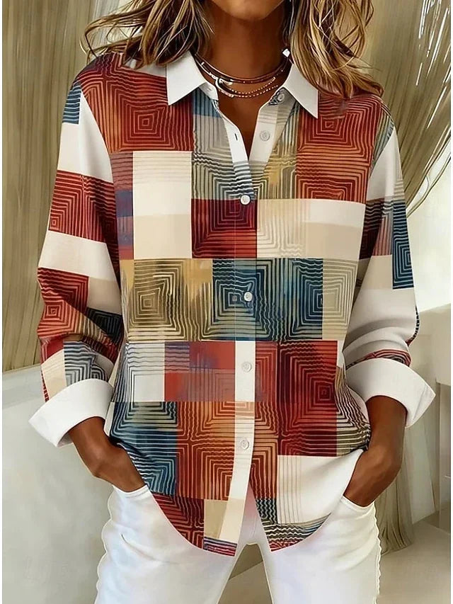 Merritt | Blusa vintage de patchwork con botones