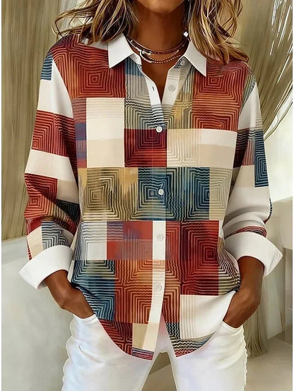 Merritt | Blusa vintage de patchwork con botones